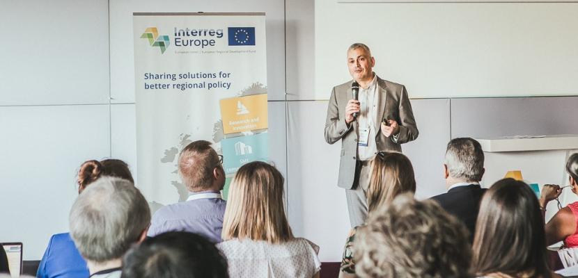 What is Interreg Europe 7 Erwin Siweris, director of Interreg Europe giving a presentation at an Interreg Europe project seminar in Sofia