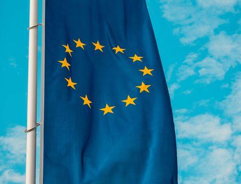 European flag European flag hanging from pole