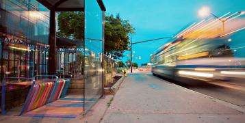 Timelapse on passing bus on street Timelapse on passing bus on street